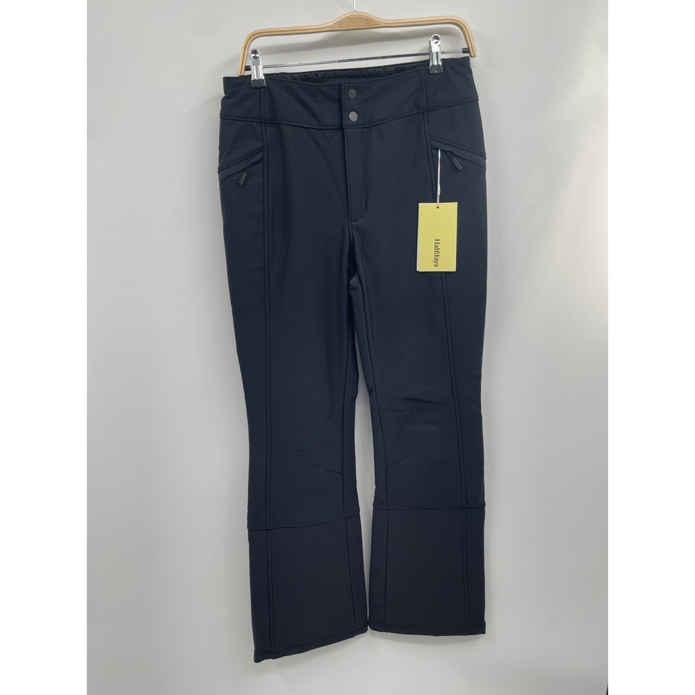 Halfdays Softshell Pants Women's Medium Black Fleece Lined Stretch Ankle Zip NWT